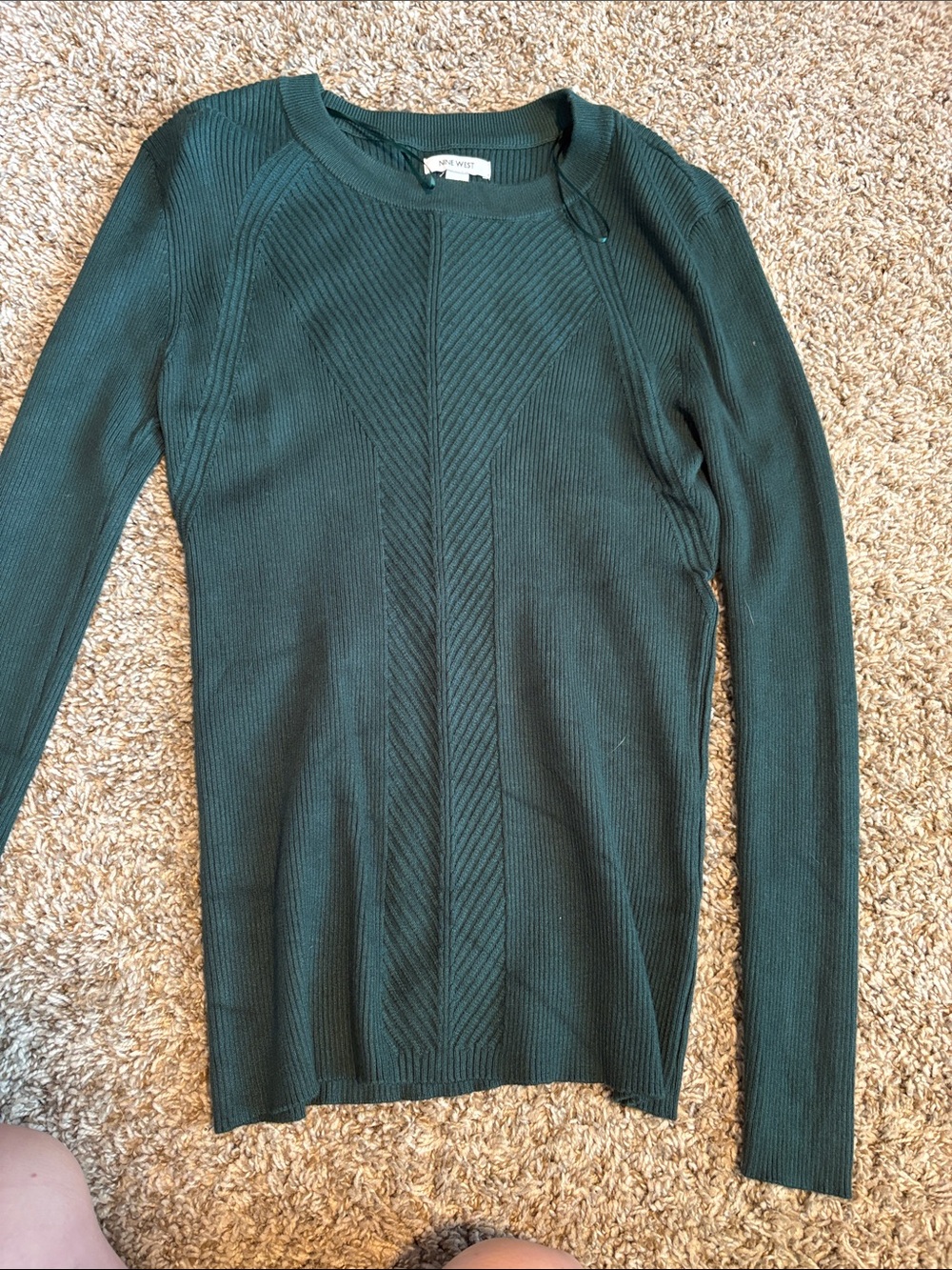 SPF Worn Forest Green Ribbed Crewneck Sweater
